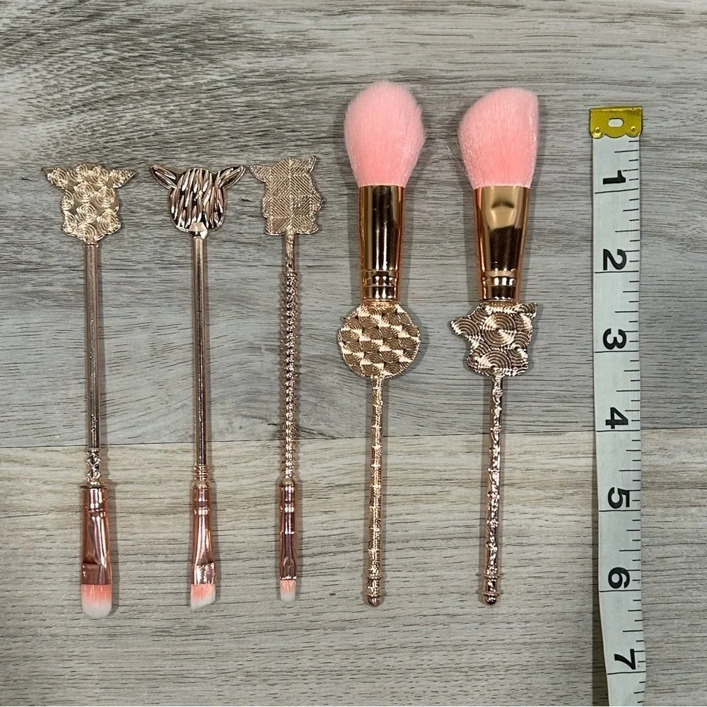 New Star Wars Madelorian Grogu Baby Yoda Make Up Brushes Set 5 Pieces Pink Gold